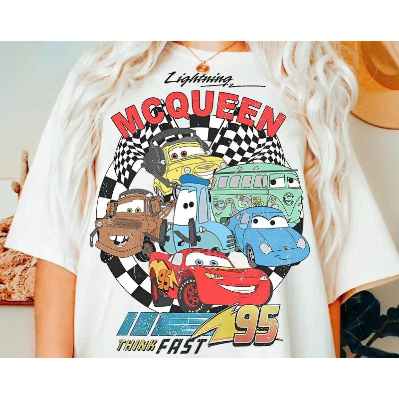 Summer Disney Lightning Mcqueen Graphic Tshirt Men Women Fashion Cotton Quality Casual Loose Short Sleeve Classic Unisex