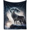 Wolf Animal Blanket Moon Print Flannel Blanket Bedding Sofa Blanket