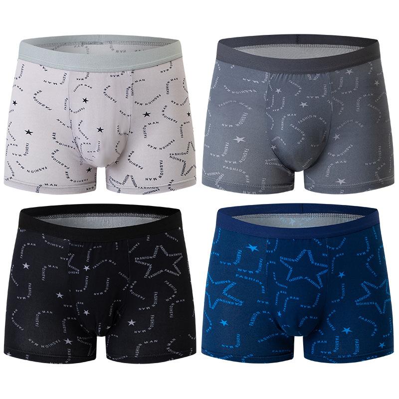 Men's Boxer Briefs 4 Pack Loose Fit Breathable Cotton Underwear Fashion Sexy Multi-Color