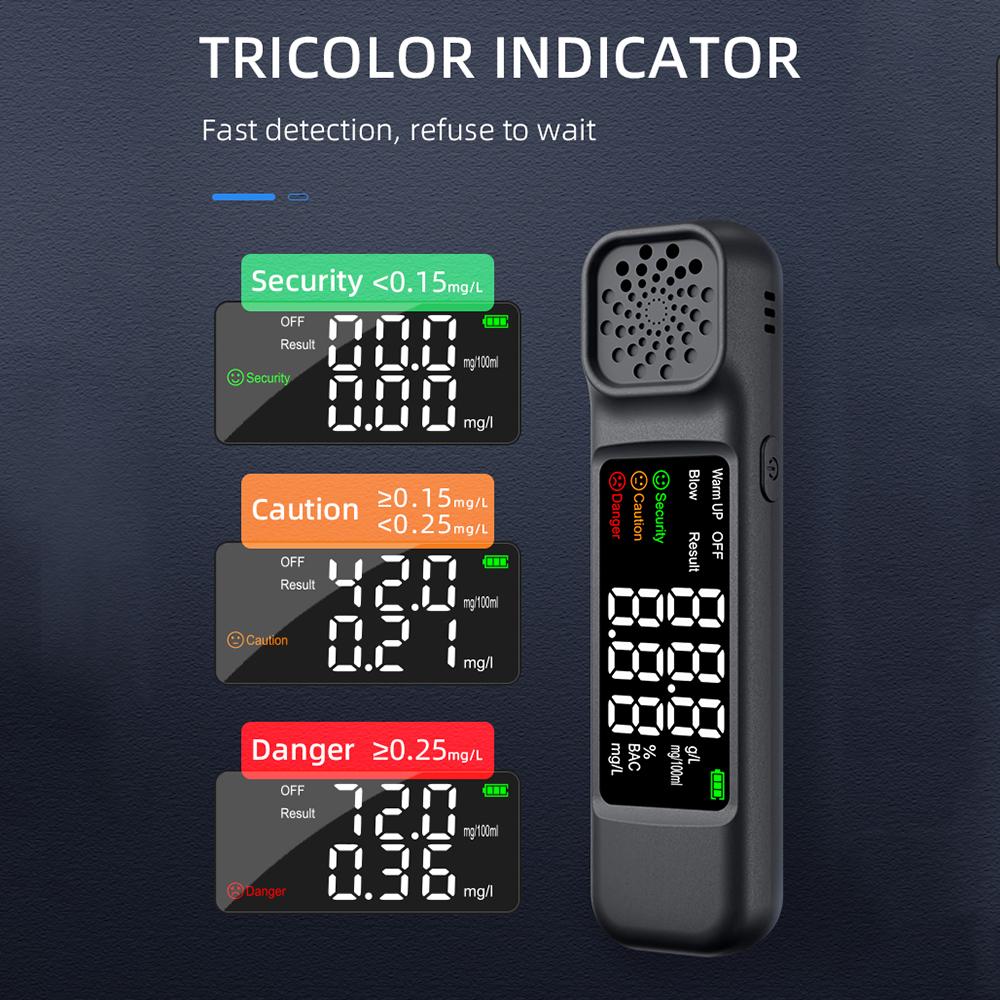 Handheld High Precise Alcohols Detector Non Contacting Breath Blow Tester 10s Quick Response Electronic Breathalyzer