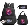Cartoon Demon Hunters Printed Backpack Lunch Bag Pencil Case for Children Student Schoolbag Girl Kid Gift Women Travel Bag
