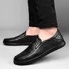 2024 Мужская повседневная обувь из натуральной кожи, роскошные брендовые повседневные мужские туфли без шнуровки, черные туфли для вождения