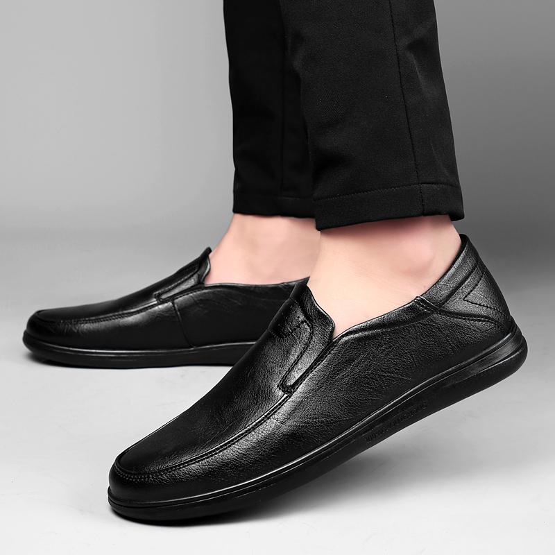 2024 Мужская повседневная обувь из натуральной кожи, роскошные брендовые повседневные мужские туфли без шнуровки, черные туфли для вождения