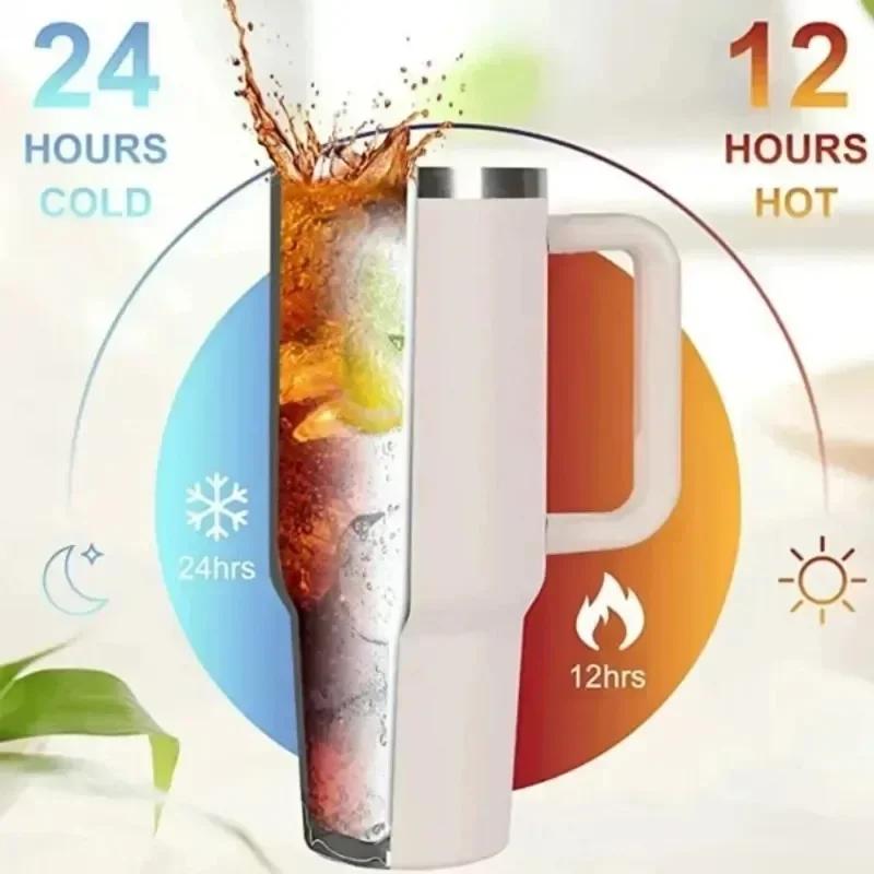 Новая горячая 40 унций термокружка acuum Cup 2.0 с ручкой и соломинкой из нержавеющей стали для горячих и холодных кофейных напитков