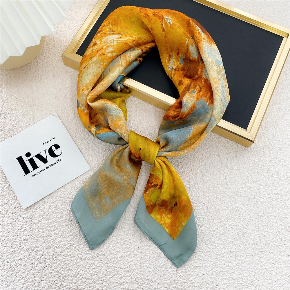 70 Silk Scarf: Small Square for Women - Lightweight Korean Fashion, Perfect for Spring, Summer, Autumn; Stylish for Flight Attendant or Neck Accessory