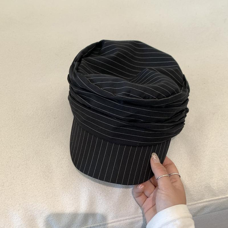 Pleated Pile Cap, Plaid Solid Color Casual Newsboy Hat, Simple and Versatile Short-brimmed Visor for Women