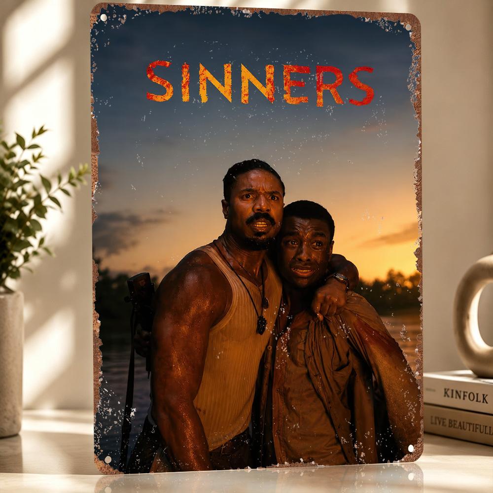 Sinners Movie Poster Retro D Printed Metal Signs Customized Wall Hanging Gift for Decoration Room Decorating Interior Wand Deko