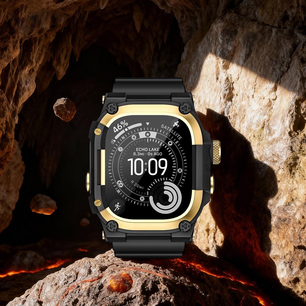 Прочный интегрированный ремешок с чехлом для Apple Watch Ultra 3/2/1 49 мм Спортивный силиконовый ремешок с металлическим бампером для iWatch Ultra