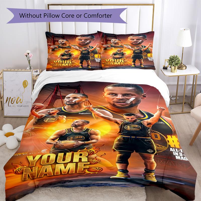 Golden State Curry Customized Name Bed Sheet Set Suitable for Bedrooms Machine Washable Bedroom Decor Perfect Gift for Friends & Family