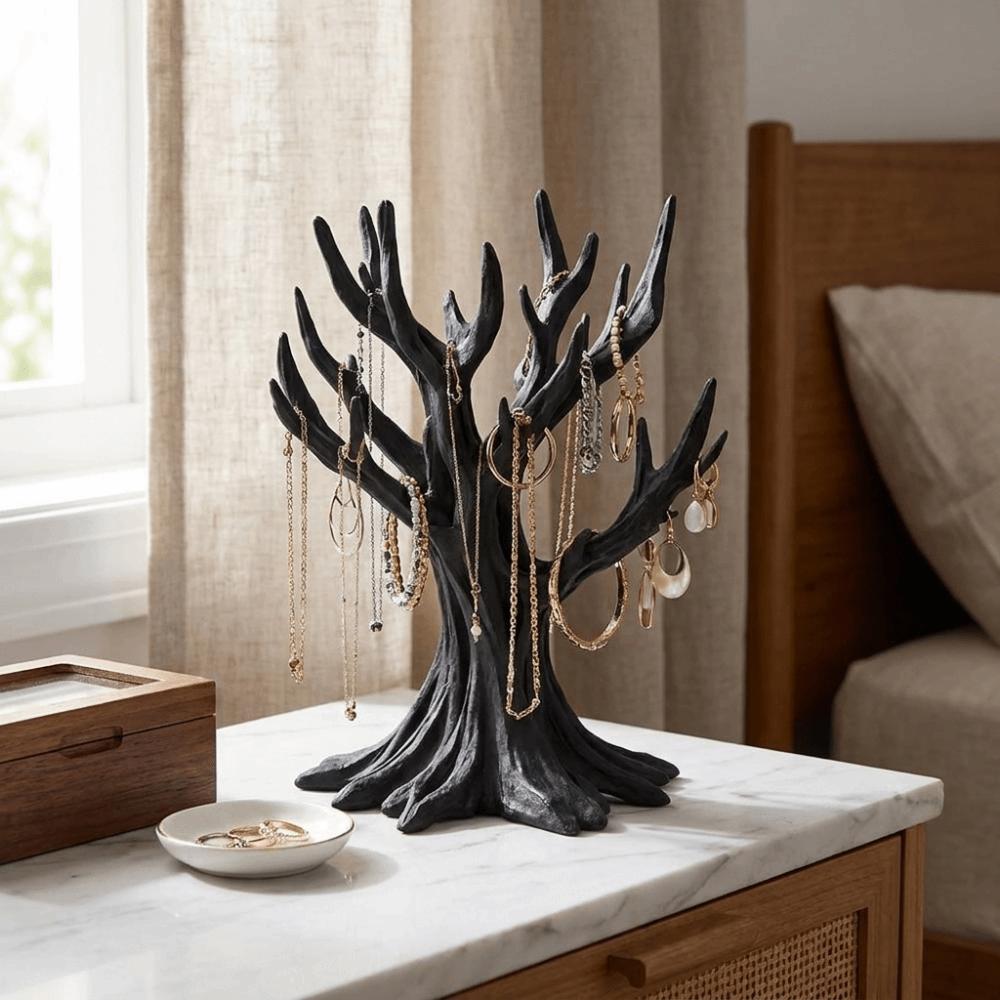 Retro Tree Shaped Jewelry Display Stand Plastic Standing Jewelry Organizer Branch-Shaped Tree Ornaments Vanity Table