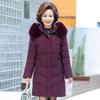 Mom Plus Size Down Cotton-padded Jacket New Middle-aged and Elderly Winter Clothes Long Cotton-padded Women's Cotton-padded Jacket Big Fur Collar Coat