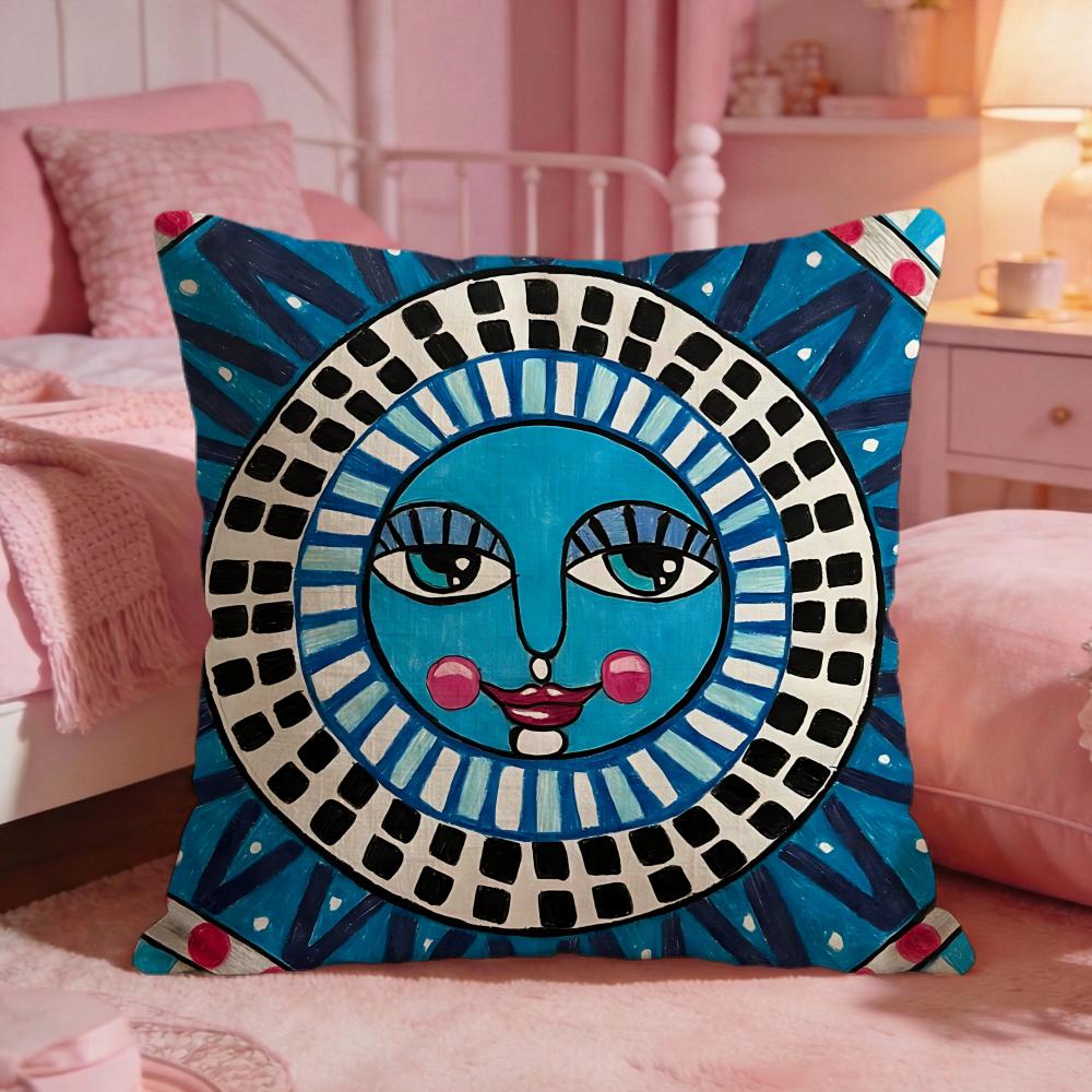 DecorSun FaceS Cushion Cover Premium Comfort Reversible Pillow Cove Two in One Design for Any Room Car Interior