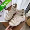 Summer Women's New Thick-soled Hollow High-top Korean Version Trend Buckle Casual Sandals