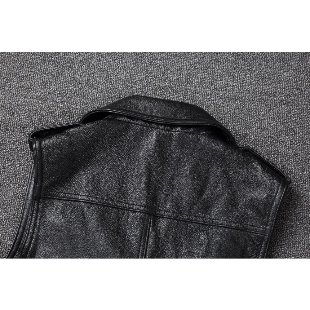 Китайский размер, натуральный жилет из коровьей кожи, поясной жилет для мотоциклистов, мужской байкерский жилет, приталенный крой, куртки из коровьей кожи без рукавов, весна-осень