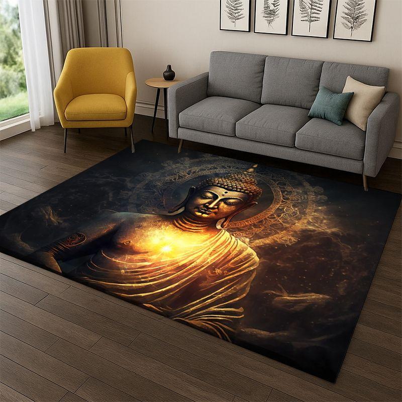 Buddha Shakyamuni Faith Cartoon Carpet Rug for Bedroom Living Room Sofa Playroom Doormat Home Decor,Kid Game Area Rug Non-slip
