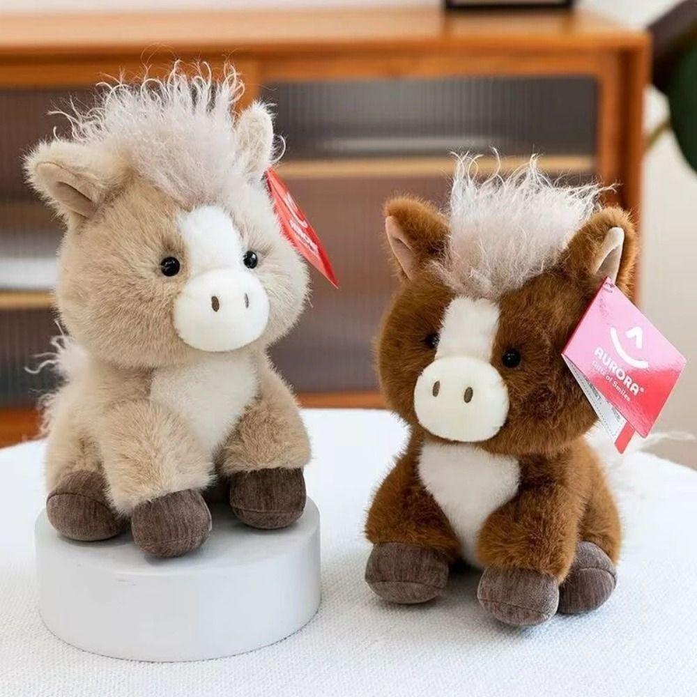 Fluffy Simulation Stuffered Pony Doll PP Cotton Long Hair Horse Stuffed Doll  Birthday Parties