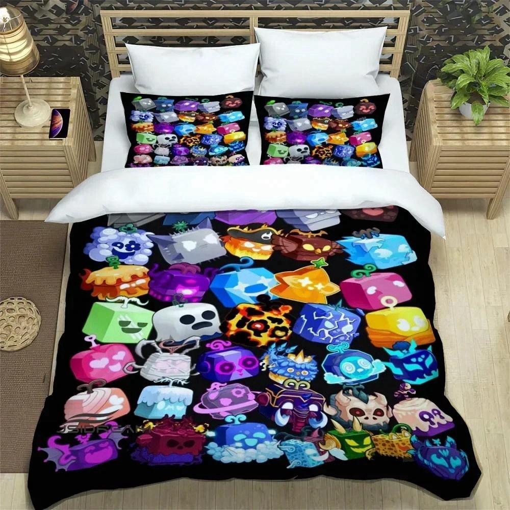 Game BBlox Fruits Pinted Bedding Collections Exquisite Bed Supplies Set Duvet Cover Bed Comforter Set Bedding Set Luxury Birthday Gift