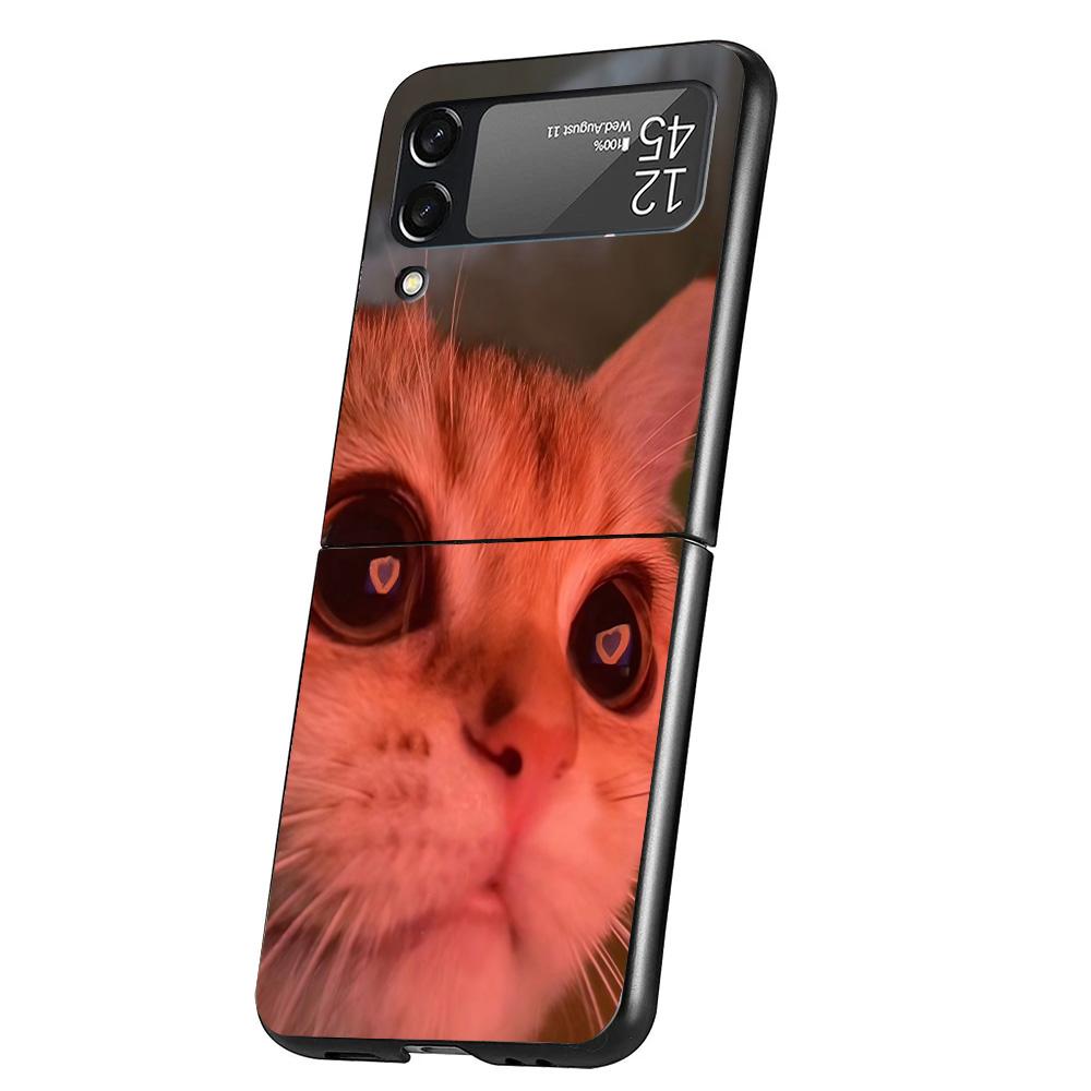 Смешные Мемы с Кошками Чехол для Телефона Для Samsung Galaxy Z Flip 7 6 5 4 3 5G Flip7 Flip6 Flip5 Flip4 Flip3 Черный Fundas Чехол