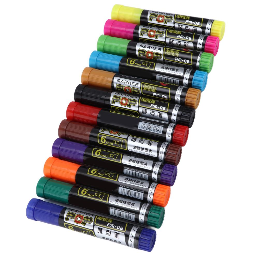 12Pcs Permanent Markers Dry Quickly Waterproof Bright Colors Fade Resistant Marker Pen Set for Painting Graffiti