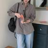 New Arrivals Open Run Loose Fit Long Shirt Sky Blue