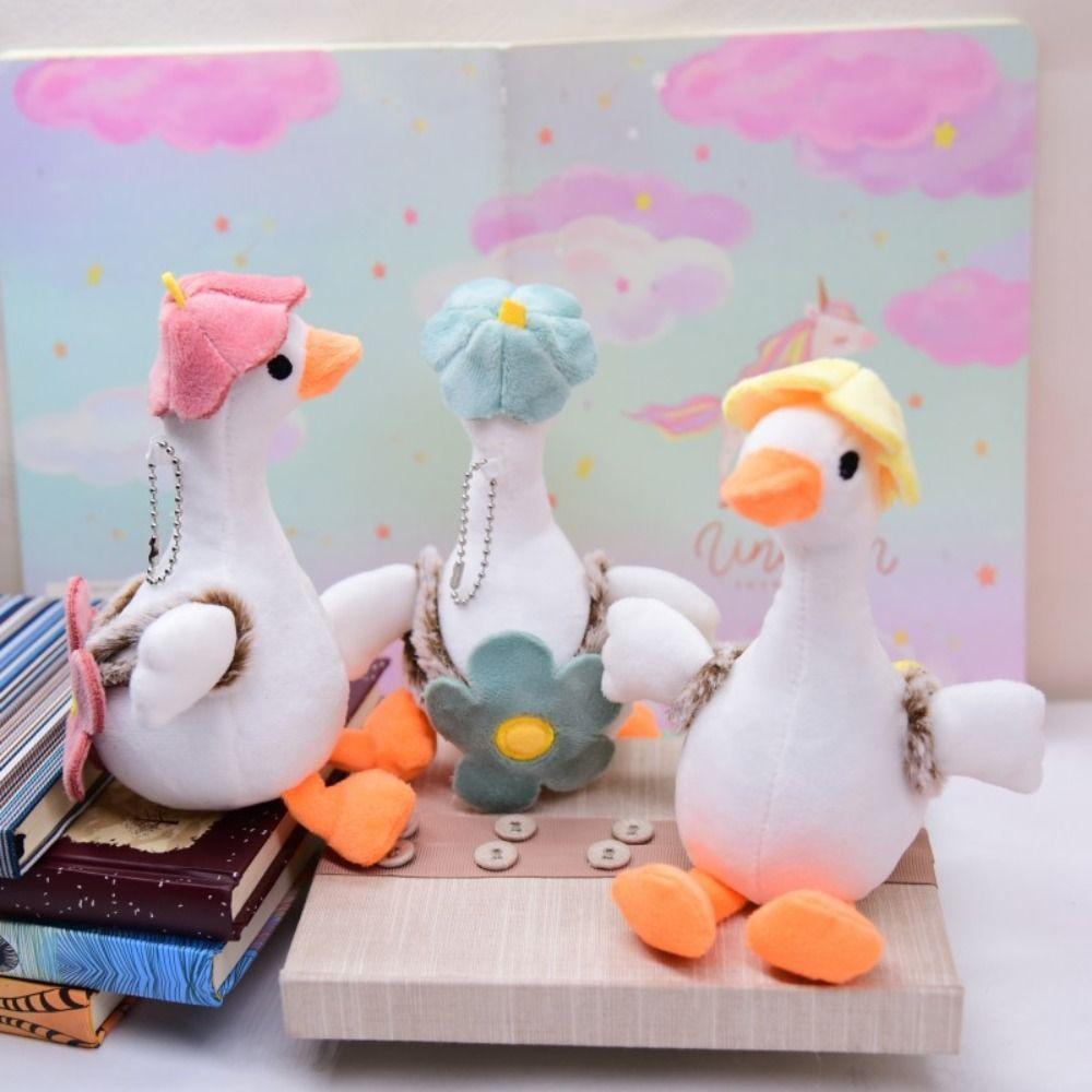 Подвески на рюкзак плюшевая подвеска в виде животного, цветок, мультяшная плюшевая кукла, большой белый гусь, брелок для ключей для женщин