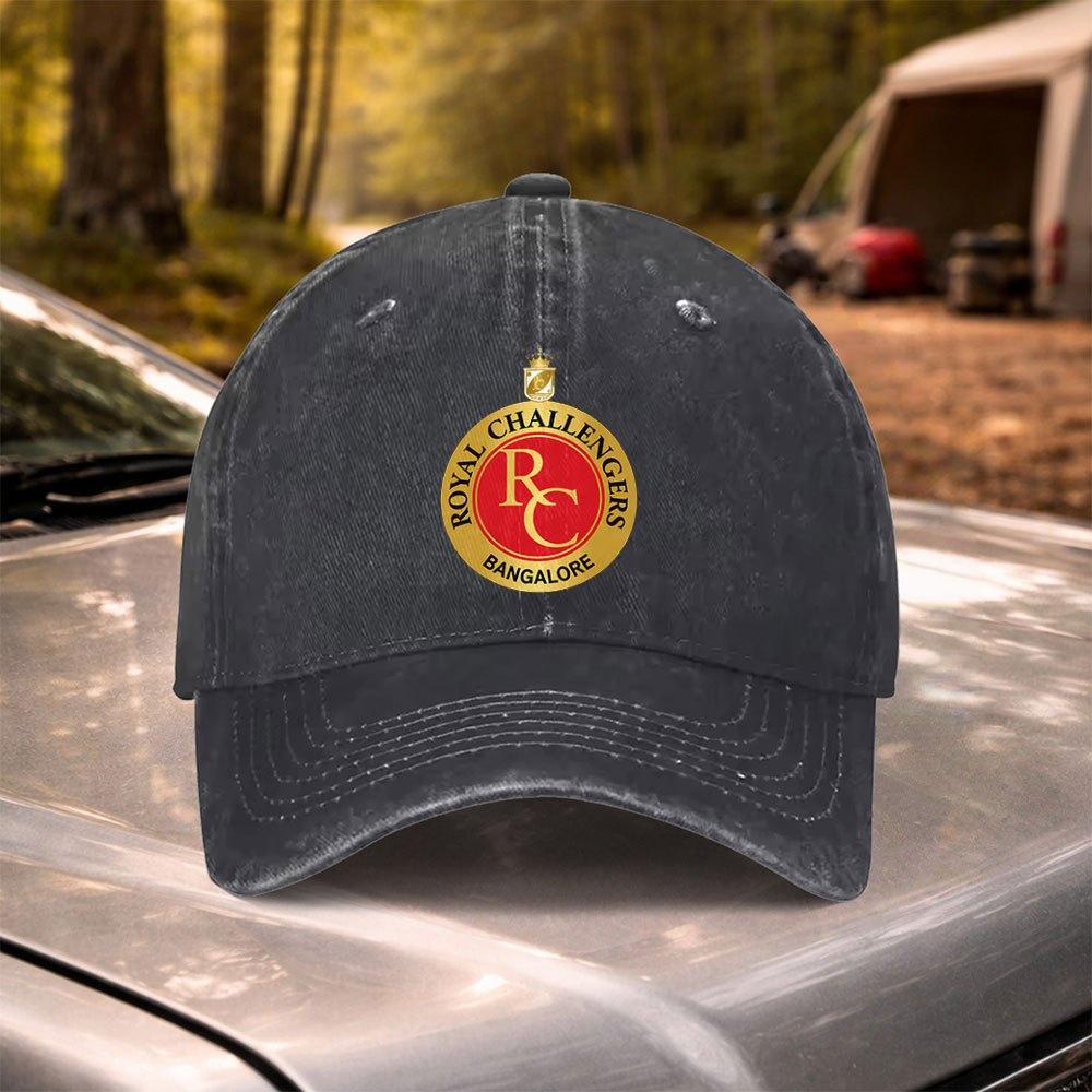 Royal Challengers Vintage Washed Adjustable Baseball Cap for Weddings Parties Festivals Cycling Camping Golf