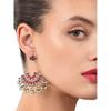 Pink Kundan Austrian Diamonds & Beads Dangle Ethnic Earrings For Women