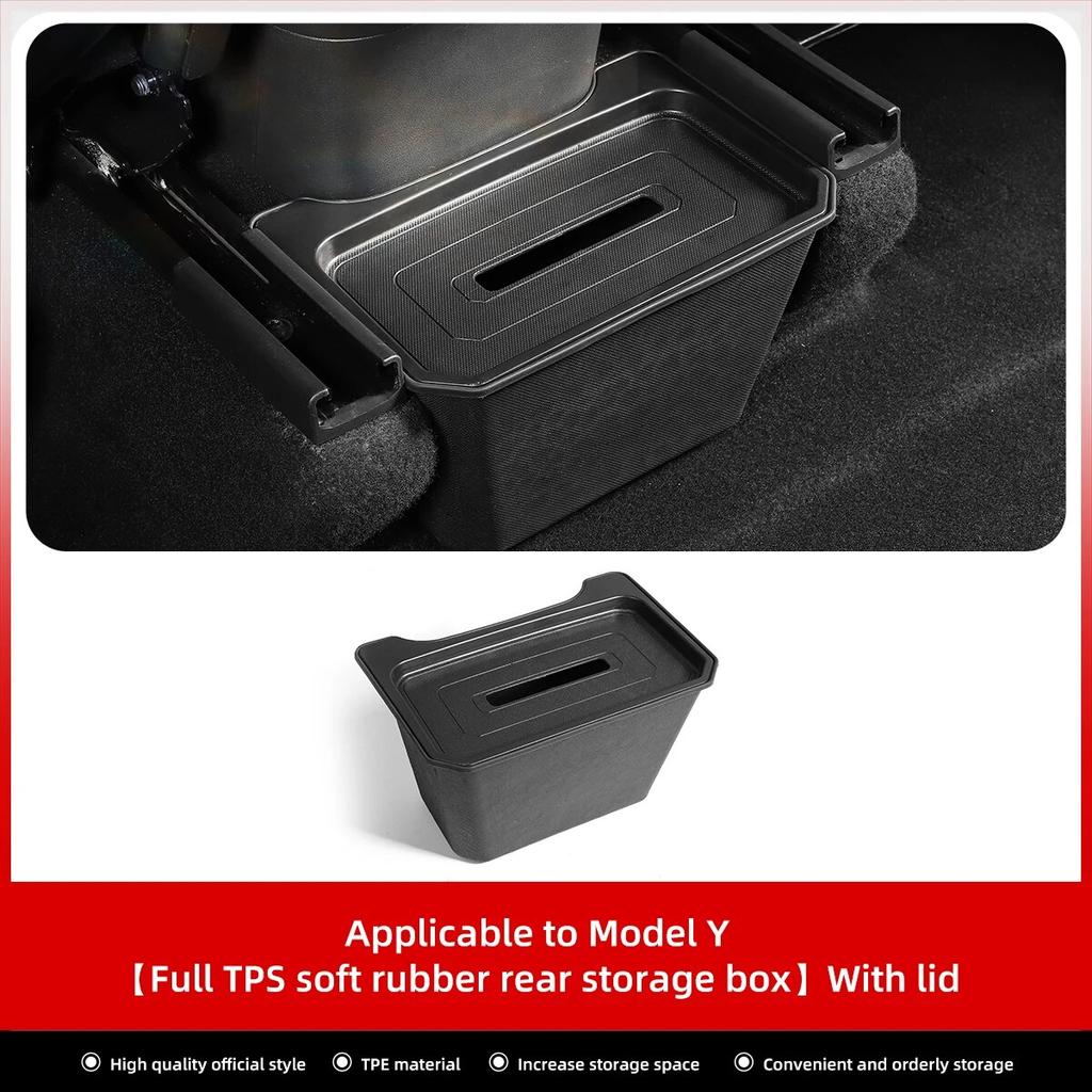 LUCKEASY For Tesla Model Y -2023 The Driver And Passenger Seats Rear Middle Storage Box Under Seat Trash Box Car Accessories