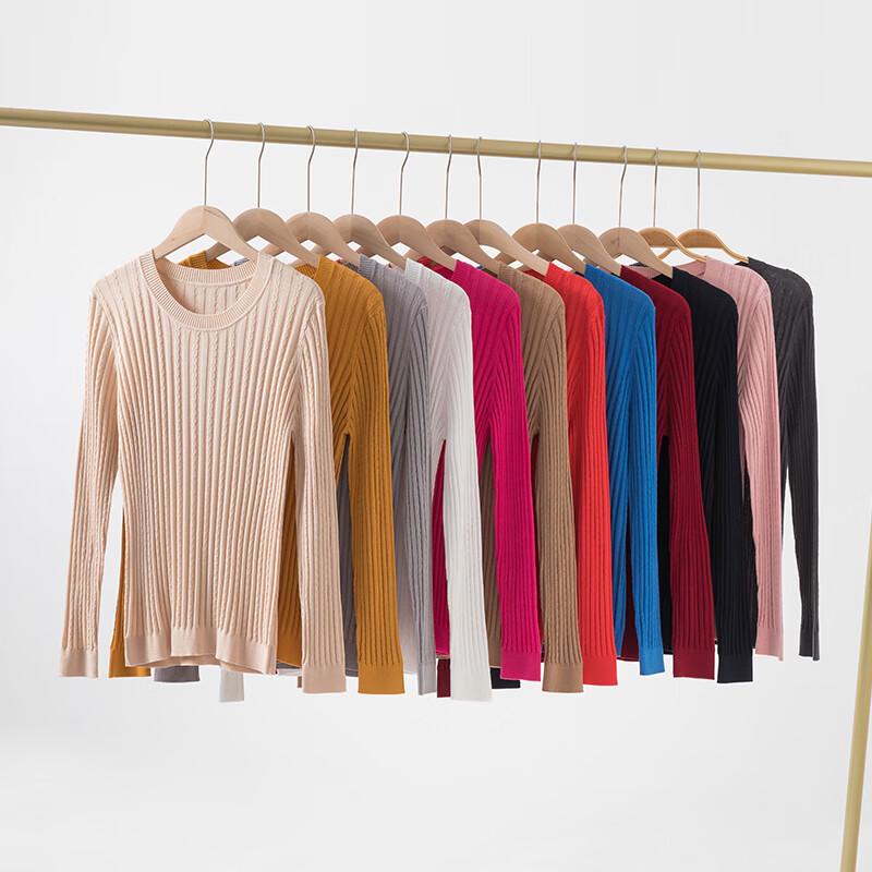 Hengyuanxiang Women's Silk Blend Cable Knit Long-Sleeve Top
