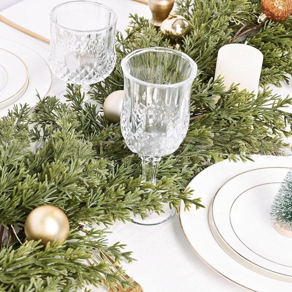 180cm/190cm Artificial Pine Wreath Fireplace Decoration Green Cypress Pine Garlands Wall Hanging Staircase Ornament