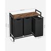VASAGLE Laundry Basket, Laundry Hamper, Laundry Sorter with 3 Pull-Out and Removable Bags, 1 Storage Shelf, 38L Capacity per Bag, for Bathroom