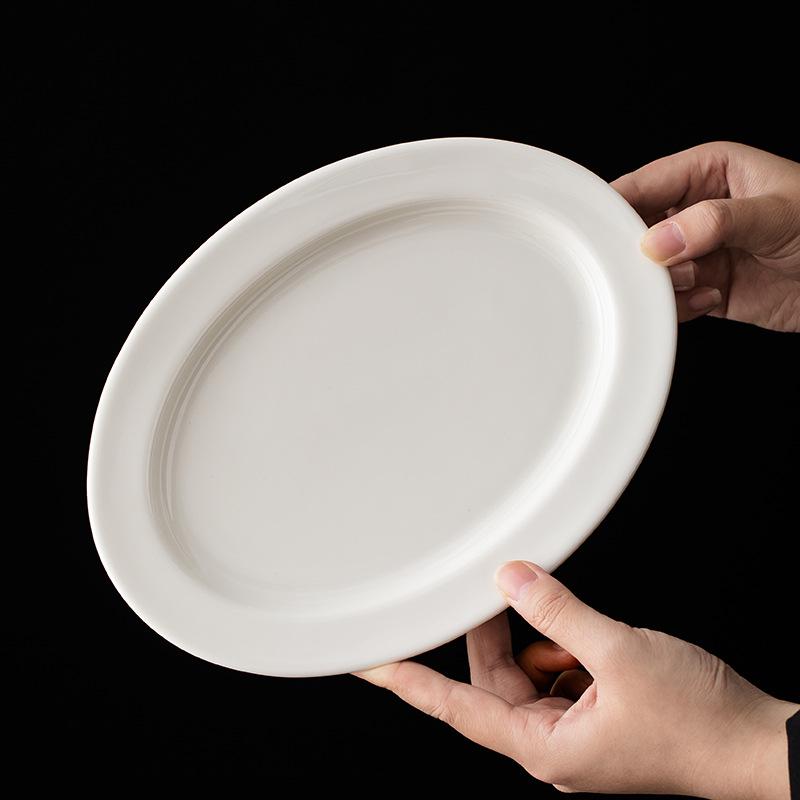 Белая фарфоровая овальная тарелка 9,4 дюйма для морепродуктов, рыбы или сухофруктов