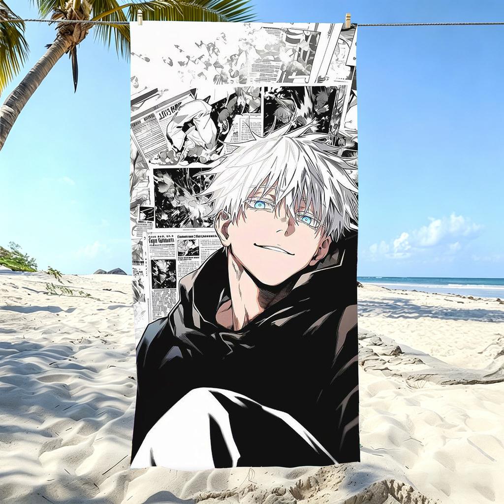 Jujutsu Kaisen Годжо Сатору Пляжное Полотенце Аниме Микрофибра Быстросохнущее Мягкое Для Кожи Полотенце для Тренажерного Зала Спортивное Полотенце Модные Пляжные Аксессуары