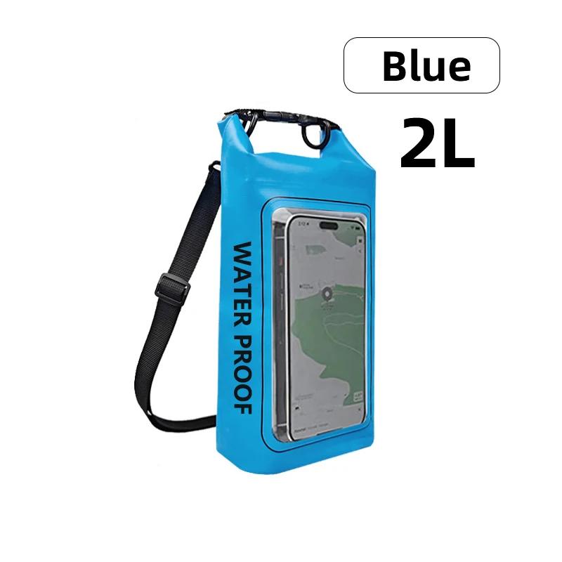 Водонепроницаемая сумка Dry Bag 2л/5л с сенсорным экраном для плавания, водонепроницаемая ПВХ сумка для рафтинга, плавания, плечевая сумка для активного отдыха, сумка для хранения доски для серфинга, каяка