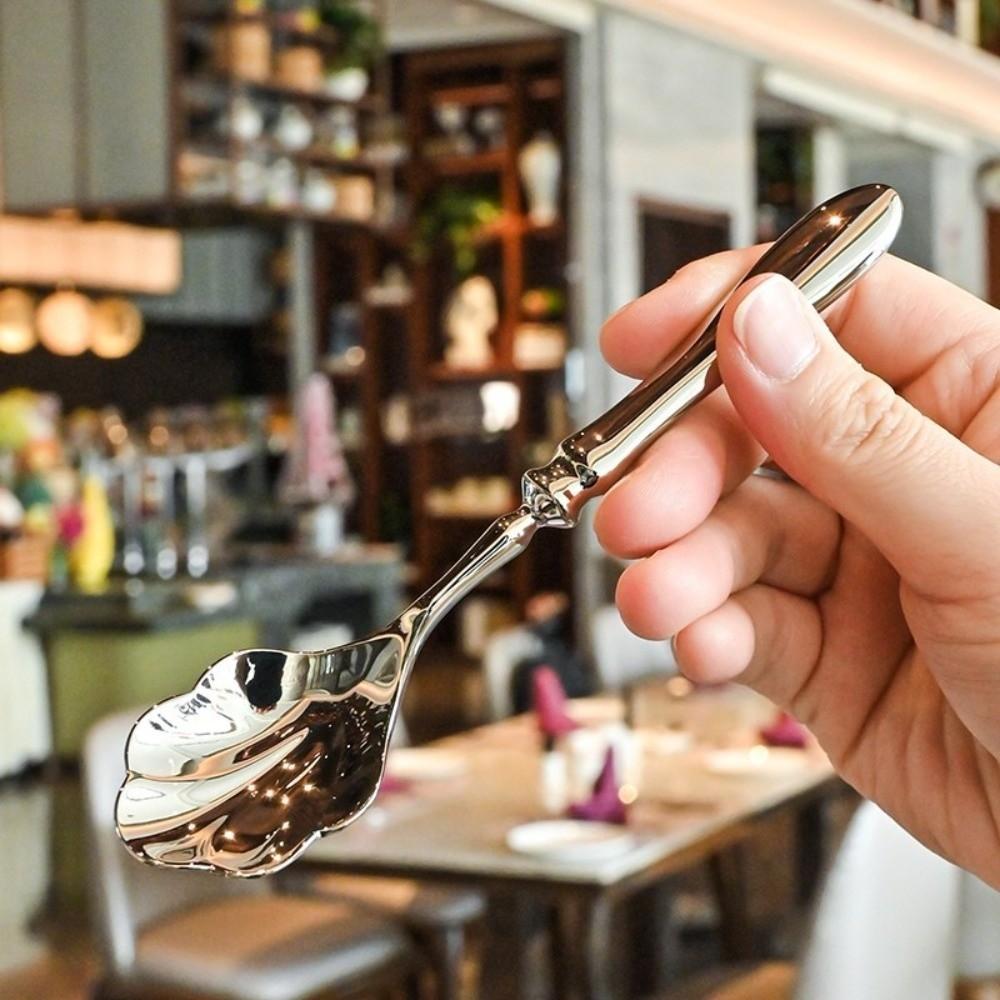 Light Luxury Stainless Steel Spoons French Table Serving Spoons Dessert Spoons Ice Cream