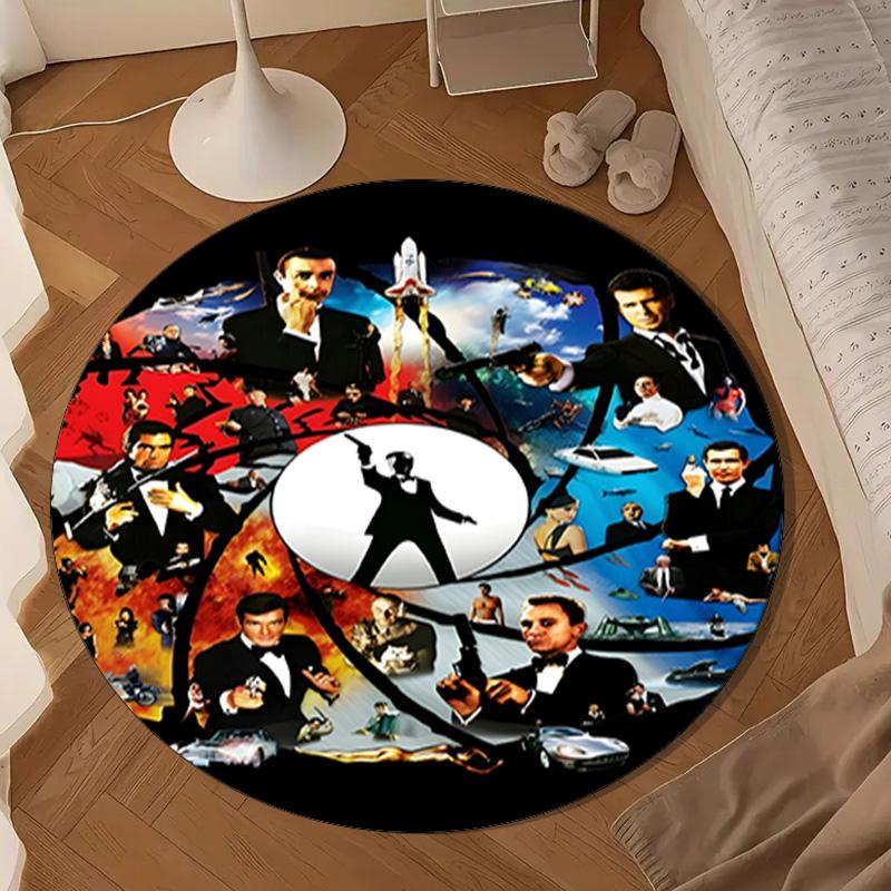 James Bond Movie Collage Round mat, Anti-slip Circle Carpet Chair rug For livingroom,Bedroom, doormat home decor Gift Christmas Gifts