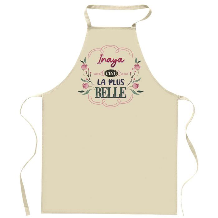 Planetee Tablier de cuisine Inaya la plus belle | Tablier jardinage et tâches ménagères Cadeau Fête des Mères Anniversaire Soeur
