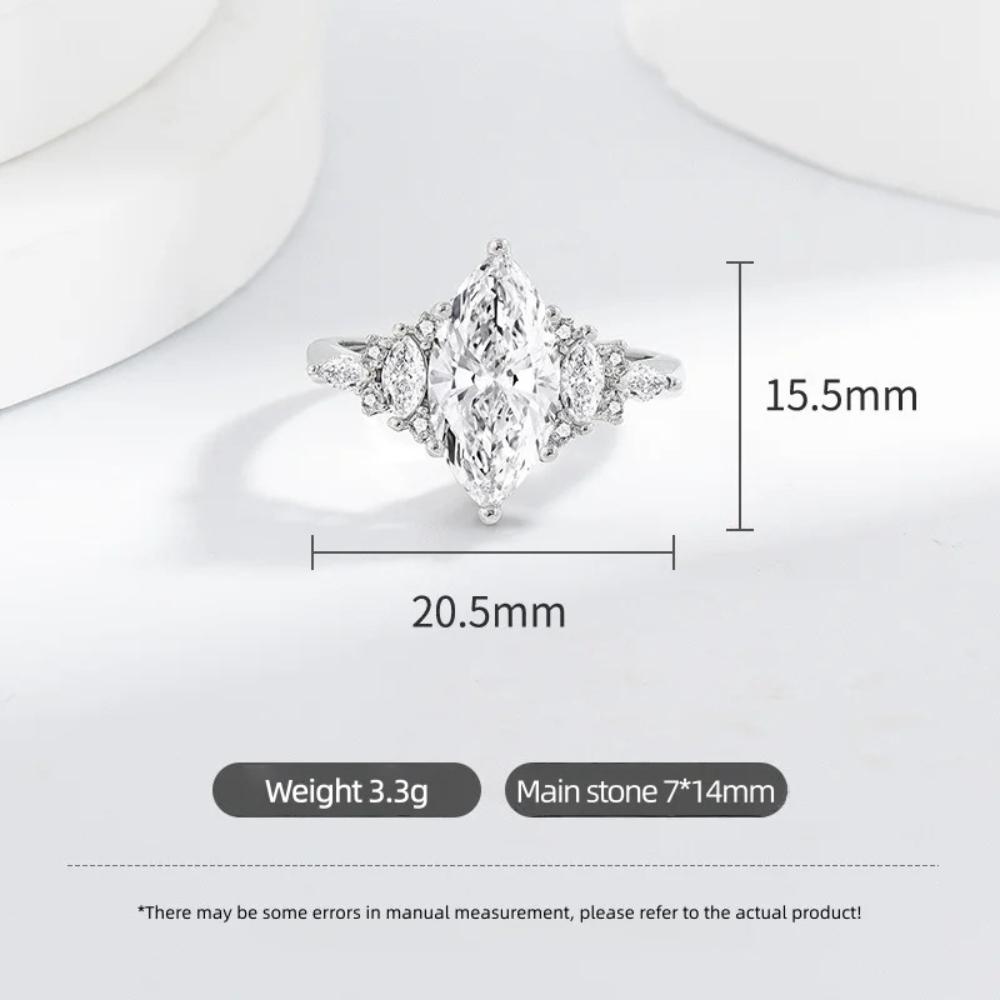 925 Sterling Silver Stylish Luxury 4 Carat Horse Eye Zircon Ring, Birthday Anniversary Wedding Party Gift, Ladies Jewelry