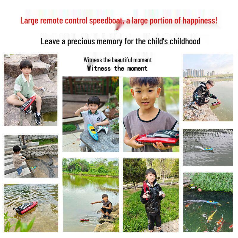 High-Speed Dual-Motor RC Boat - Waterproof Twin-Propeller Speedboat Toy for Kids