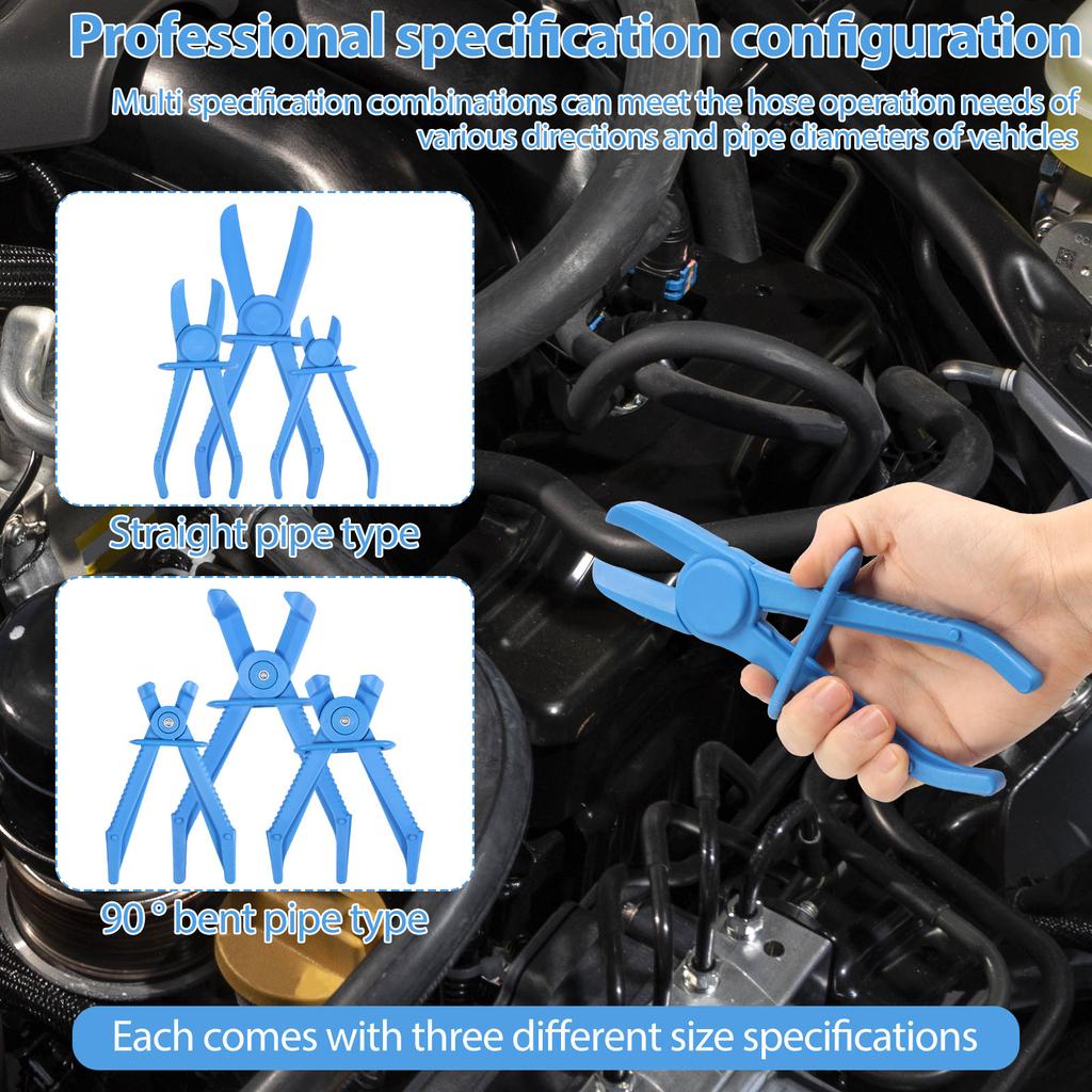 6Pcs Nylon Hose Clamp Durable Hose Pinch Off Pliers Line Clamp Pliers for Automotive Flexible Hoses Brake Coolant and Fuel Lines