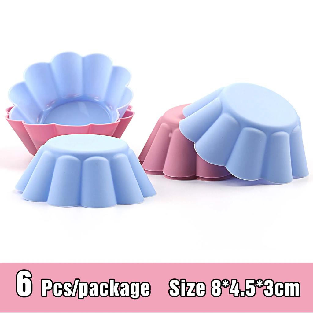 Новые силиконовые формы для кексов 6 шт., формы для выпечки кексов, антипригарные термостойкие многоразовые силиконовые формы для кексов своими руками
