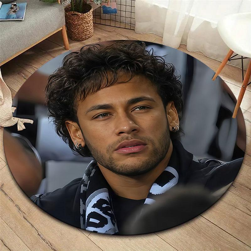 Neymar Round Area Rug,Carpet Rug for Living Room Bedroom Sofa Playroom Decor,Non-slip Floor Mat