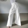 Men High Waist Zip-up Solid Color Casual Long Palazzo Pants