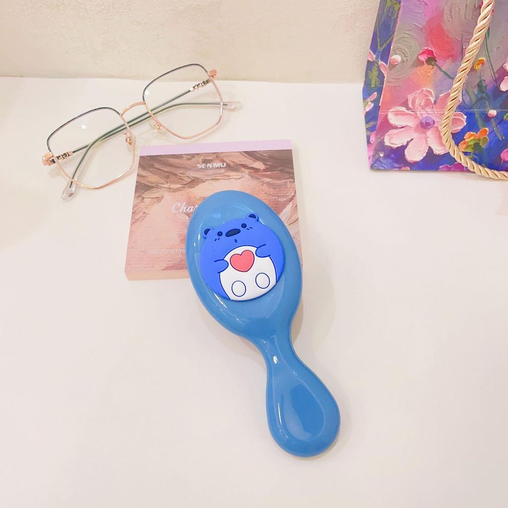 Милая мультяшная расческа с бантом на ручке для массажа кожи головы, переносная пластиковая воздушная подушка, маленькая расческа, щетка для волос с бантом, милая милая расческа