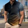 Men's Shirt Polo Casual Zip Short Sleeve Fashion Casual Zipper Summer Spring Regular Fit Gradient Oil Painting 3D Print Shirt