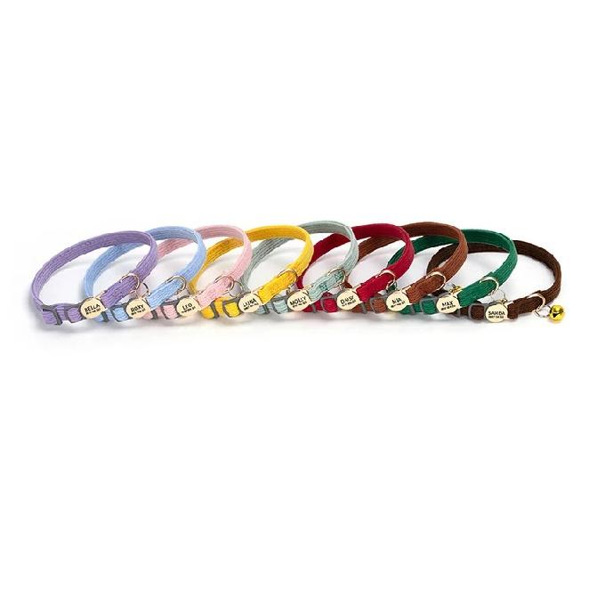 Personalized Engraved Cat Collar Adjustable Size Metal Buckle with Bell Custom Pet Name and Telephone Number