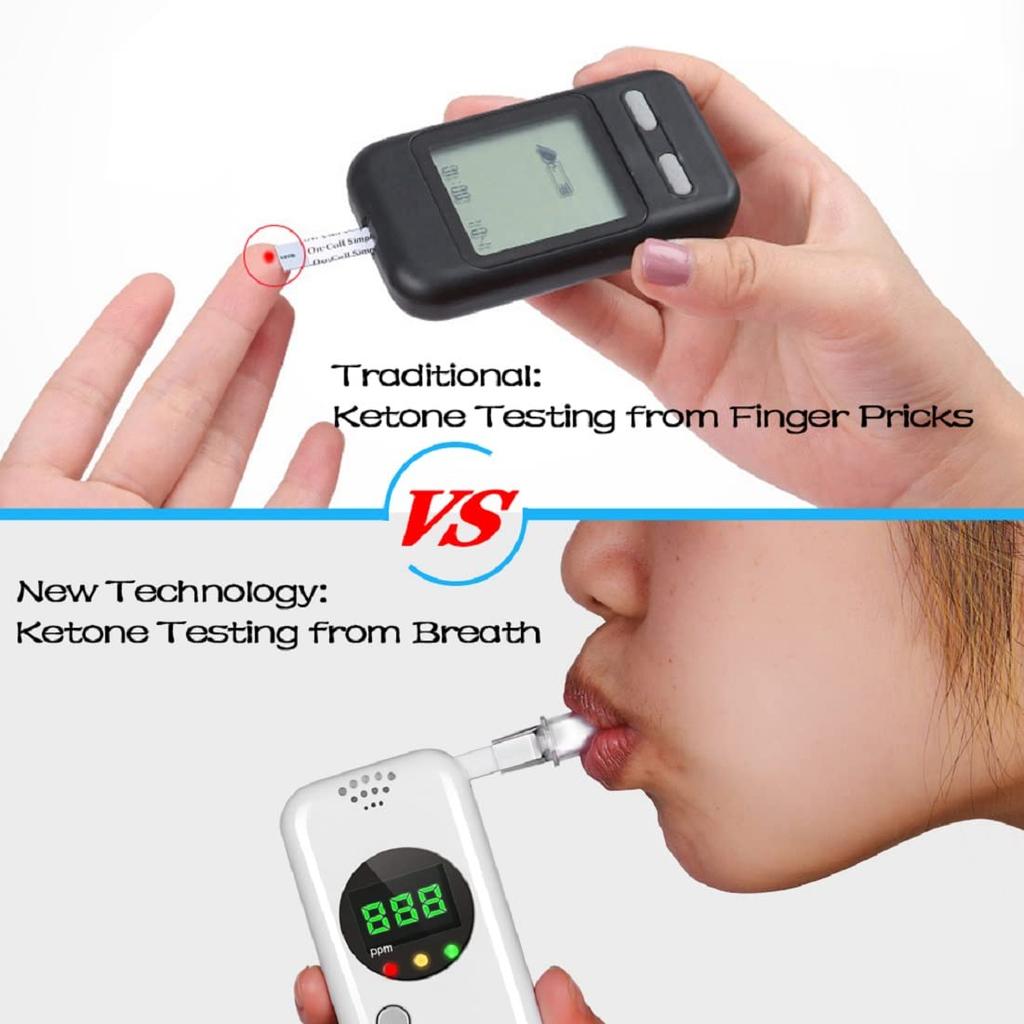 Ketone Meter Ketosis Breath Digital Ketone Portable Ketone Breath Ketone Tester with 10 Mouthpieces Meter, Tester, Meter, Meter,
