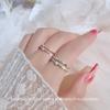 Fashion Ladies Crystal Love Heart Adjustable Open Rings Jewelry