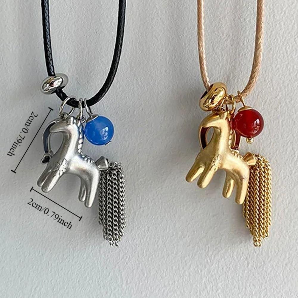 Pony-shaped Tassel Beads Necklaces Multi Tassel Cartoon Horse Necklaces Female Accessories