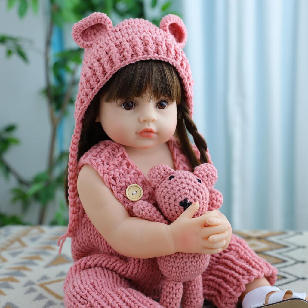 Simulation Reborn Baby 22 Inch 55 Cm Reborn Dolls Lifelike Full Silicone Vinyl Washable Movable Realistic Baby Dolls for Toddlers Reborn Baby Girls